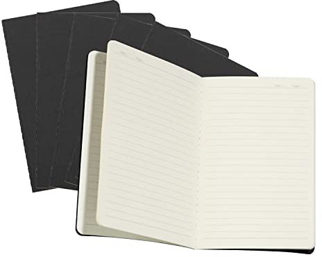 Travel Journal Set With 6 Notebook Journals for Travelers - Black Soft Cover - A5 Size - 210 mm x 140 mm - 60 Lined Pages/ 30 Sheets