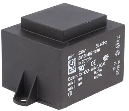 BV EI 482 1238 Transformer: encapsulated 12VA 230VAC 9V 9V 667mA 667mA 350g HAHN