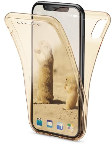 NALIA 360 Grad Handyhülle für iPhone X XS - Silikon & Slim, 360° Gold