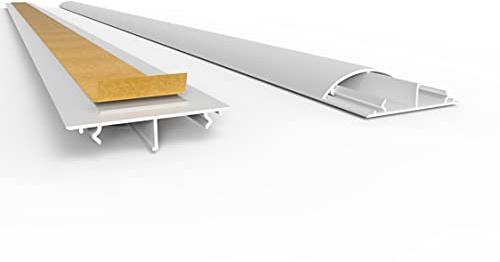 Kabelkanal Halbrund 5 x 1,2 x 100 cm B x H x L, Selbstklebend, Weiß, bis zu 4 Kabel, PVC Kabelbrücke Fußboden Stolperschutz Boden Trittfest
