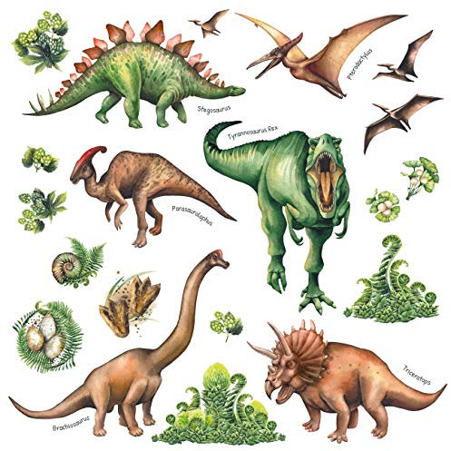 DECOWALL DS-8034 Aquarell Dinosaurier Kids Wandtattoo Wandsticker Wandaufkleber Wanddeko für Wohnzimmer Schlafzimmer Kinderzimmer (Klein) (Englisch Ver.)