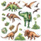 DECOWALL DS-8034 Aquarell Dinosaurier Kids Wandtattoo Wandsticker Wandaufkleber Wanddeko für Wohnzimmer Schlafzimmer Kinderzimmer (Klein) (Englisch Ver.)