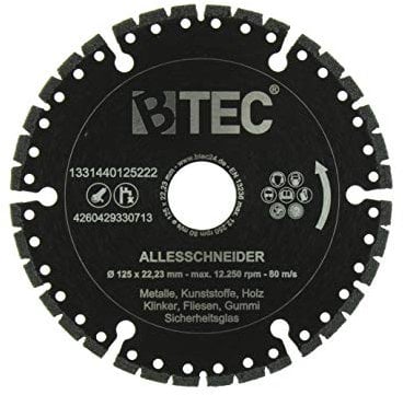 BTEC Profi Diamant-Trennscheibe Universal ALLESSCHNEIDER Trennscheibe 350mm x 20,00mm für Stahl, Eisen, Holz, GFK, Gummi, Glas, Bitumen etc