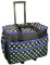 Große Nähmaschinen-Trolley-Tasche auf Rollen, schwarz mit weißen Punkten und blauer Verzierung | 53 x 41 x 29 cm | Aufbewahrungstasche für Nähmaschinen von Singer und den meisten anderen Herstellern