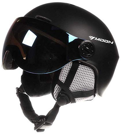 Ski/Snowboard Helmet Unisex Lightweight Professional Adjustable Snow Sports Helmets with Goggles Visor (Black, Large)