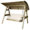 Parcel in the Attic - 2 Seat Wooden Garden Swing Chair with Canopy & Cream Stone seat & back Pad - Hammock Bench Furniture Lounger - 10 year warranty against Rot