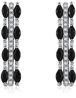 Edler Schmuck 925 Sterling Silber Ohrringe Schwarz Spinell Hochzeit Ohrstecker Für Frauen Weiblich Bijoux