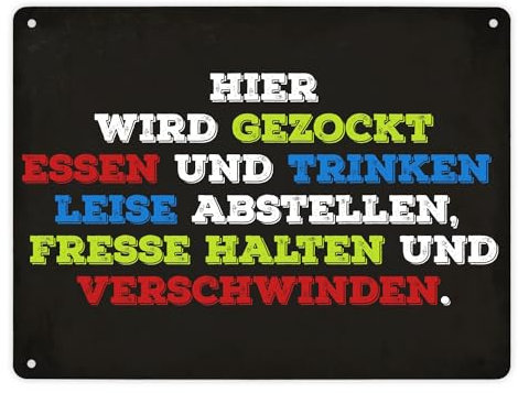 Metallschild XL mit Spruch: Hier wird gezockt...