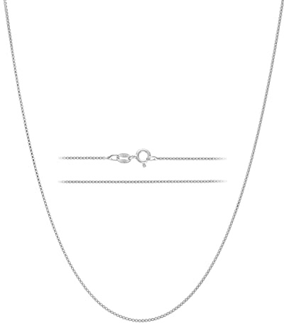 KISPER 925 Sterling Silver 1mm Thin Italian Box Chain Necklace