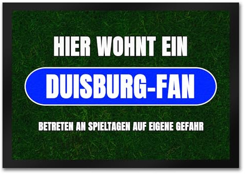 speecheese Hier wohnt EIN Duisburg-Fan Fußmatte in 35x50 cm mit Rasenmotiv Sportfan Duisburg Sport Deutschland Kult