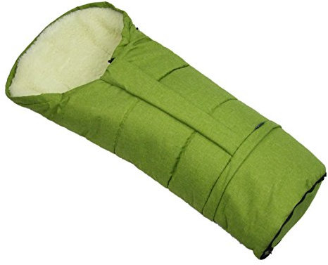 BAMBINIWELT Winterfußsack Fußsack für Kinderwagen, Buggy oder Schlitten, in Mumienform, aus Wolle, Größe anpassbar, MUMIE MELIERT (grün MELIERT)