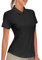 Soneven Polo Donna Manica Corta Polo Camicia Sportiva Tennis Traspirante per Tennis, Golf, Fitness, Outfit Nero L