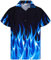 King Kameha Funky Hawaiian Shirt, Men, Shortsleeve, Flames, Blue, XL