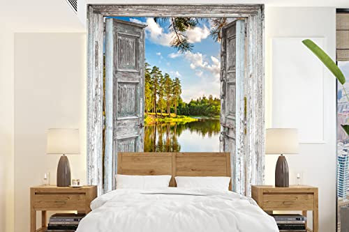 Selbstklebend Tapete Wandpapier Wandaufkleber Fototapete Tapeten Wanddeko 205x280 cm Wasser - Landschaft - Fenster - Aussicht
