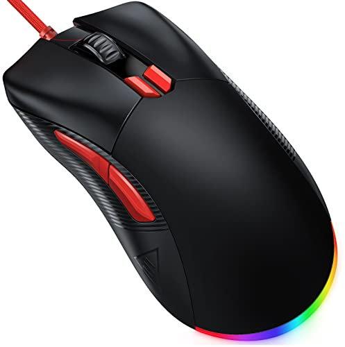 EKSA Gaming Maus Schwarz 12.400 DPI (68G Ultraleichte, Optischer Sensor, Hohe Präzision, 8 programmierbare Tasten