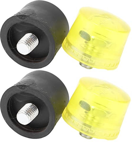 Mumusuki Hammer Rubber Striking Head, Rubber Mallet Hammer Replacement Tips Set Yellow Black Plastic Striking Hammer Tip (Φ25mm)