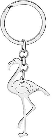 LONYOO Porte-clés Flamant Rose en Acier Inoxydable Porte-clés Oiseaux Cadeaux pour Femmes Filles Clé de Voiture Sac à Dos