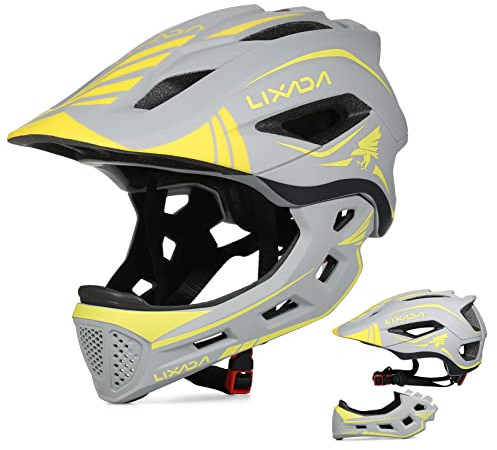 Lixada Toddler Helmet Kids Cycling Helmet Detachable Full Face Helmets Adjustable Cycling Helmets for Children Bicycle, Skateboard, Scooter, Protective Gear (20.5-22 Inches)