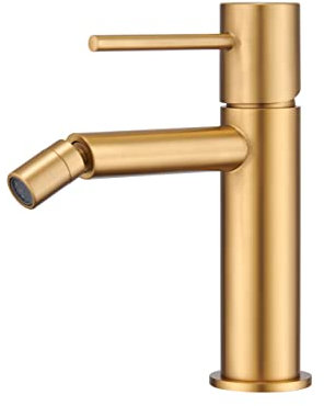 MIICE - Rubinetto bide - monocomando per WC acqua fredda/calda - Rubinetto igienico WC- SERIE MONZA Oro Spazzolato BDM039-2OC