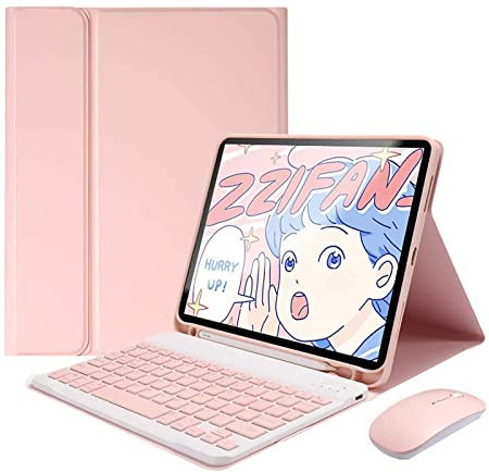 ZKAIAI Funda con Teclado para 7,9 iPad Mini 5/4/3/2/1, Teclado Bluetooth inalámbrico Desmontable con Retroiluminación y Funda Protectora Delgada con Portalápices y Ratón, Rosa con Retroiluminad
