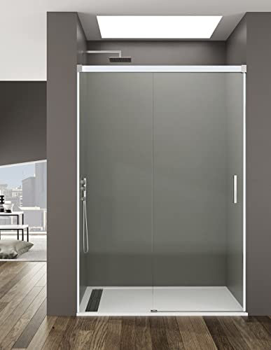 ALLSTONE BASIC Duschabtrennung 1+1 ohne Bodenprofil 5 Farben 2 Glasarten 6mm in Aluminium 140-145 cm Transparentes glas Weißes-profil