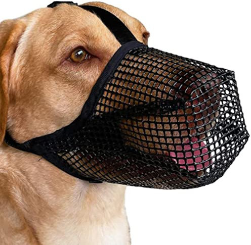 Rurbeder Mesh Maulkorb - Maulkörbe mit weichem Netzbezug und verstellbaren Trägern | Maulkörbe für Welpen zum Fressen, Beißen, Lecken und Kauen, ermöglicht Hecheln und Trinken, Maulkorb für kleine