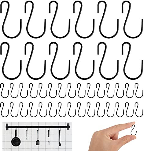 RUCUDIM Mini S Haken 120 Stück 2,5 cm Kleine S Haken, Klein Metall Haken S Haken Schwarz, S Förmig Mini Haken für DIY Handwerk Hängenden Schmuck Schlüsselanhänger
