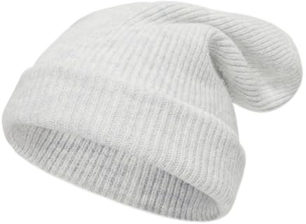 Tinncana Doppelseitige Strickmütze aus Merinowolle für Männer und Frauen, ultradicke, weiche und warme Skimützen für den Winter (Grau)