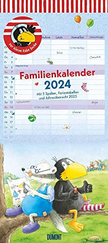 Der kleine Rabe Socke - Familienplaner 2024 für 4 Personen - DUMONT-Verlag - Kalender mit 5 Spalten zum Eintragen - 22 cm x 49,5 cm