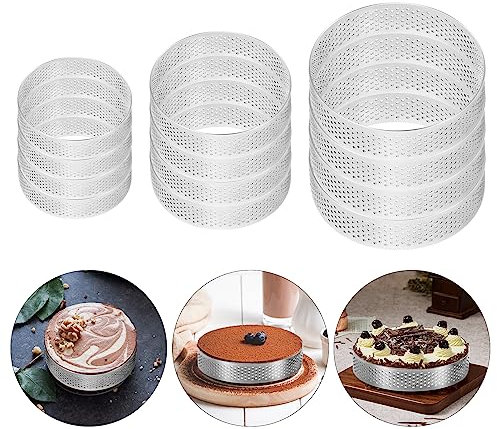 Jevina Perforierter Torten Edelstahl,Perforierter Kuchen Mousse,Runde DIY Torten Ringe zum Backen Von Dessert Ringen (12PCS)