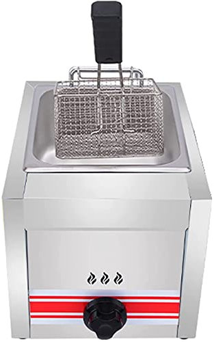 CGLYYDS Friteuse à gaz Professionnelle GPL, friteuse Commerciale en Acier Inoxydable avec paniers et couvercles de friteuse, pour la Cuisine à Domicile de Restaurant Commercial,SingleCylinder10L