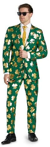 OppoSuits St. Paddy's Day Anzug für Männer - St. Patrick's Day Party Wear - Slim Fit - inklusive Blazer, Hose und Krawatte - Grün