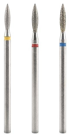 KADS Lot de 3 forets à ongles diamant pour enlever les cuticules 3/32 pour machine électrique, lime à ongles, tête de polissage en gel (3 embouts en tungstène en forme de flamme)