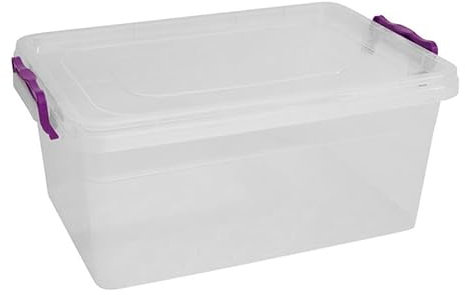 Set Of Two Plastic Storage Box Boxes Lid Handles Food Container Home Kitchen Office Box UK (5L)