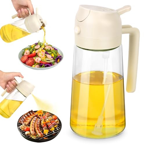 470 ML Pulverisateur d'huile et Distributeur 2 en 1,Huile d'olive Distributeur verseur,Pulvérisateur Huile Cuisine Verre,pour, Cuisine,Friteuse d'air,Salade, Barbecue,Pâtisserie,Air Fryer Accessoires