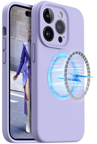 OTOFLY Compatible with iphone 14 Pro Case, [Compatible with MagSafe] Liquid Silicone Case, Upgraded Camera Protection, 6.1 inch (Lilac)