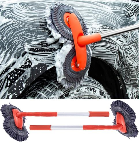 Genérico Cepillo De Lavado De Coche con Mango Largo - Mopa De Lavado De Coche con Mango Largo | Cepillo De Limpieza para Coche | Trapeador Telescópico Cepillo Giratorio De 360° para Camión Caravana