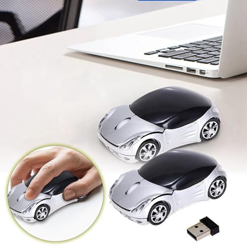 Souris sans Fil de Voiture Souris Silencieuse avec Pile Ergonomique Rechargeable Optique Transparente Conception Souris pour Gauchers et Droitiers Compatible avec PC/Mac/Portable (Grey, 10x6cm)