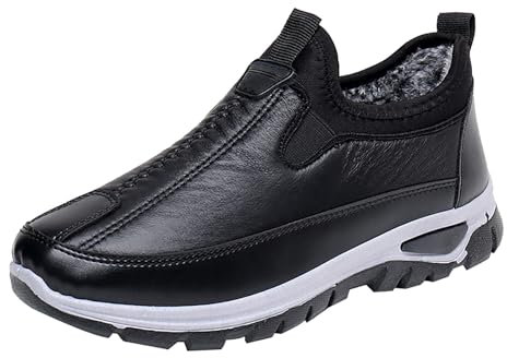 Zapatillas de deporte para mujer, sin cordones, para caminar, botas de nieve para invierno, cálidas, impermeables, de cuero, zapatos de mujer hinchados, para artritis diabética, edema, zapatos de casa