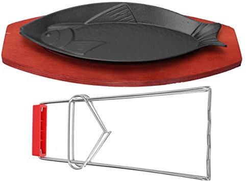 Amosfun Grill Pan Set Fisch Backen Platte Antihaft-grillplatte Teppanyaki Servieren Leichte Tragbare