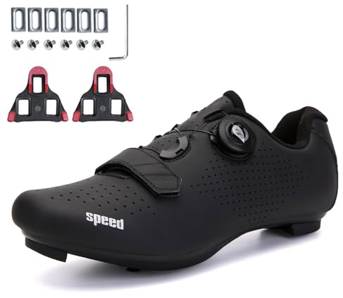 omcam Herren Damen Spin Fahrradschuhe, Damen Rennräder Schuhe Kompatibel Mit SPD & Look Delta Cleats rutschfeste Reitschuhe,Schwarz,43 EU