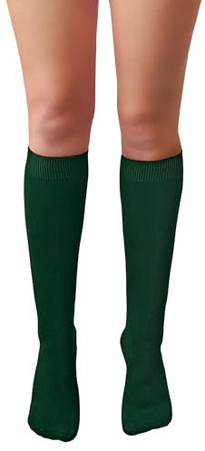 Chapini School Girls Soft Cotton Rich Plain Knee High Socks Uniform UK Foot Sizes 12-3.5 (UK, Age, One Size, Regular, Green)