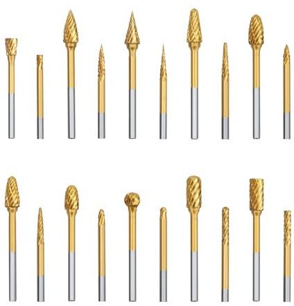 hsawbit 20 brocas de amoladora con vástago de 1/8 pulgadas, juego de rebabas giratorias de carburo de tungsteno para Dremel, carpintería, metal, grabado, accesorio Dremel