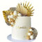 LoNinLoAn 20Pcs Ball Cake Topper Decorations, Gold Foil Balls & Fans, Ginkgo Biloba, Palm Leaf, 26 Pcs (Gold, White)