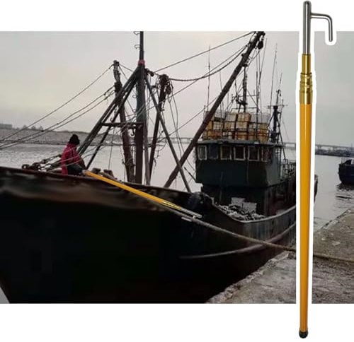 Bootshakenstange/ Bootshaken Teleskop-Bootshakenstange 4, 5, 6, 8 m, Schiebestange für Boote und Andockstange mit Edelstahl-Haken, Öffnung 4 cm, für Rettung beim Schieben, Ziehen und Bootfahren(L 4m (