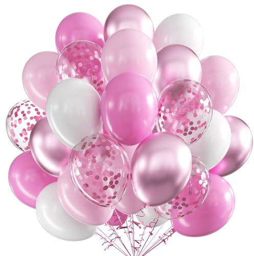 Luftballons Rosa,60 Stück 12 Zoll Rosa Luftballons Geburtstag,Altrosa Latex Weiß Ballons Geburtstag für Geburtstags Hochzeit Verlobung Neujahr Partydeko