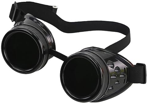 PANHDK Retro Steampunk Brille Brille Vintage Cyber Brille Punk Gothic Brille für Halloween Herren Cosplay Kostüme, Schwarz