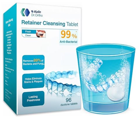 Retainer Cleaner Tablets 96 Pack | 3 Month Supply | Mouth Guard, Denture, Aligner & Retainer Cleaner | Brite Cleaning Tablets | Removes Plaque, Tartar & Odour | Dental Hygiene Tablets