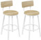 WOLTU Tabourets de Bar Lot de 2, Chaise Haute Cuisine, avec Repose-Pieds et Dossier, en Métal, Chêne Clair, BH431hei-2