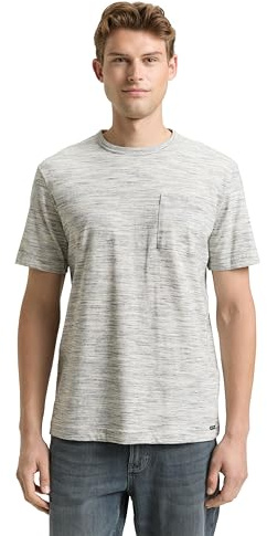 TOM TAILOR Herren 1048082 T-Shirt in Melange-Optik mit Brusttasche